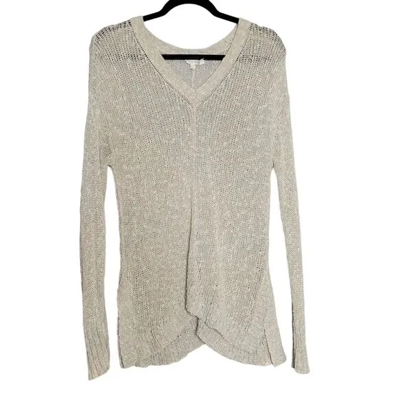 Eileen Fisher Women's Medium Italian Yarn Open Knit Sweater Linen Cotton Knit Cr