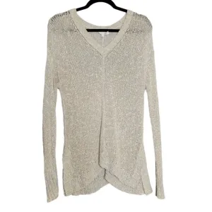 Eileen Fisher Women's Medium Italian Yarn Open Knit Sweater Linen Cotton Knit Cr