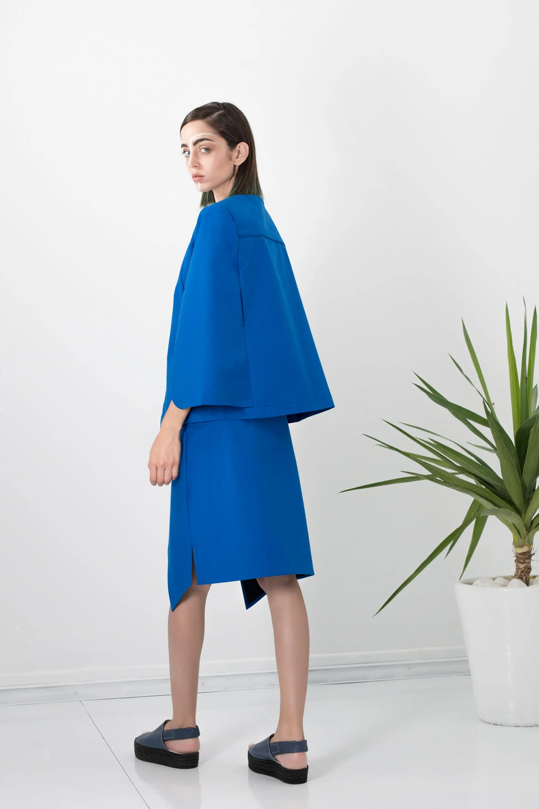 Electric blue wrap skirt