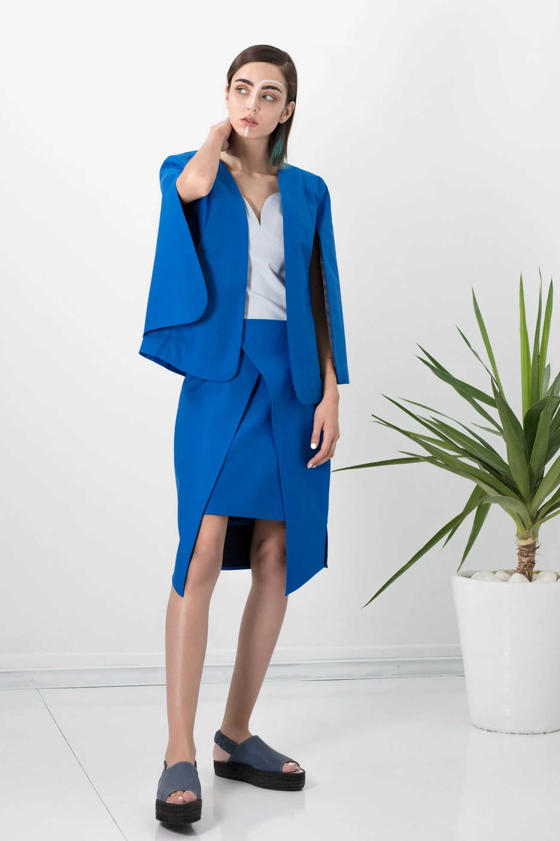 Electric blue wrap skirt