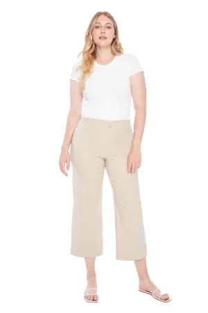 Elizabeth Solid Techno Pocket Wide-Leg Pant in Stone