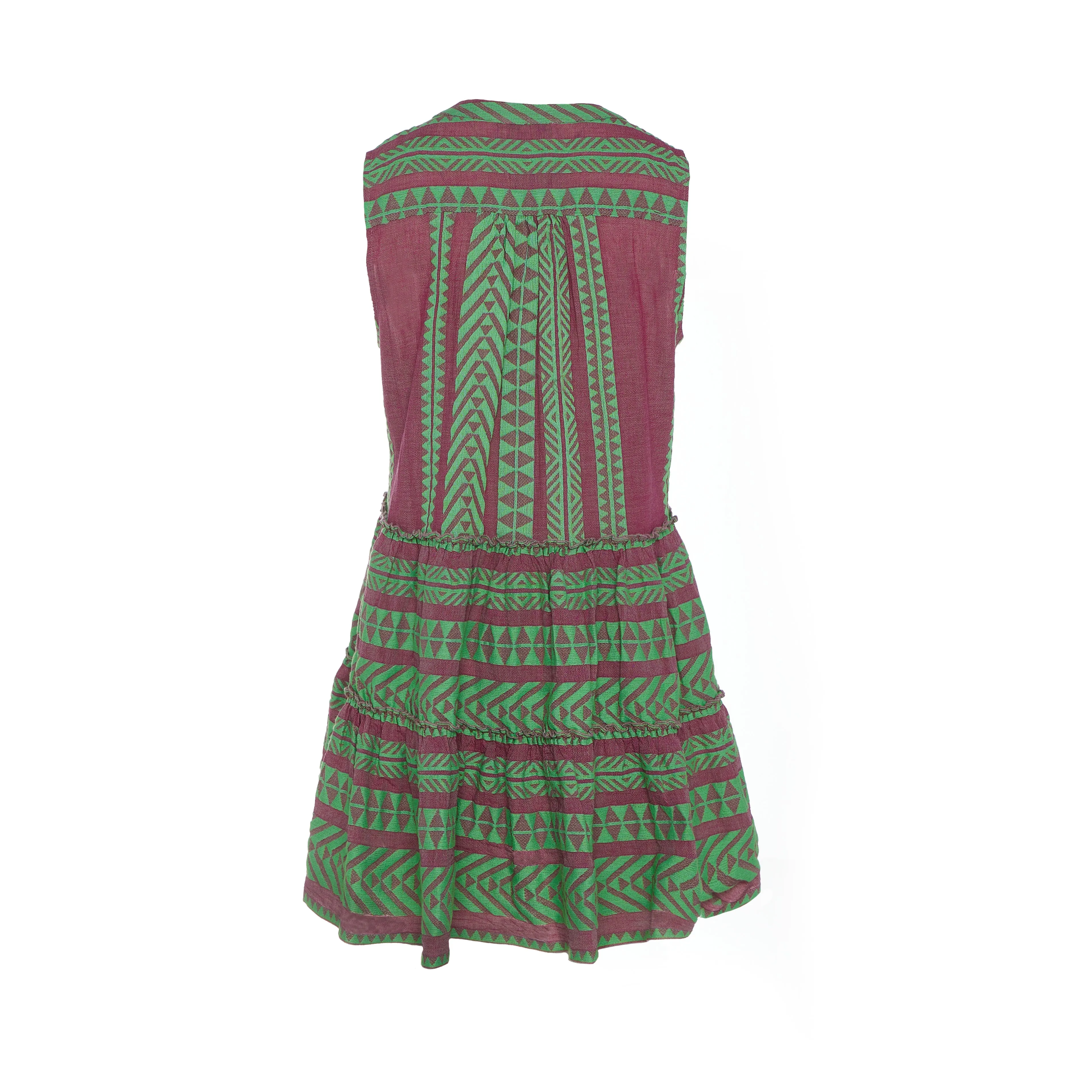 Ella Sleeveless Short Dress - Green/Fushia