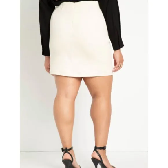 Eloquii Womens Mickey Laceup Detail Mini Skirt Size 18 BUTTERCREAM Off-white