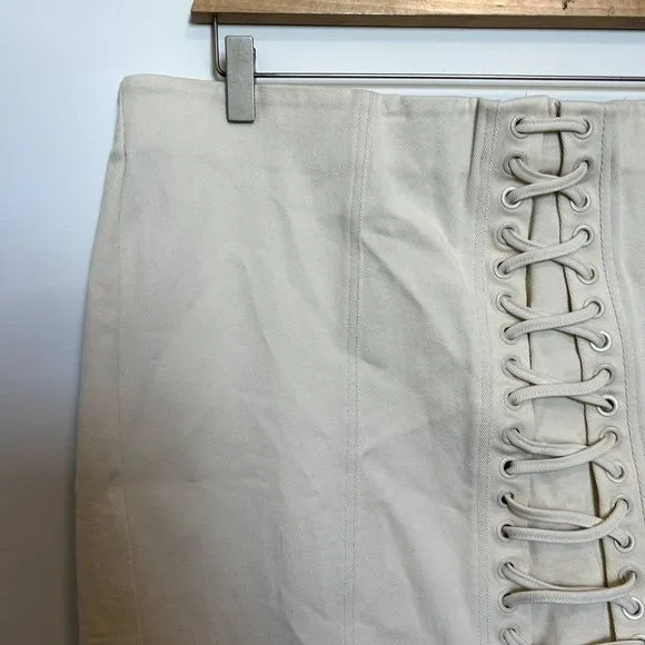 Eloquii Womens Mickey Laceup Detail Mini Skirt Size 18 BUTTERCREAM Off-white