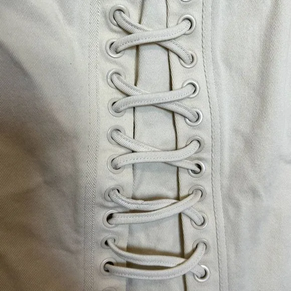 Eloquii Womens Mickey Laceup Detail Mini Skirt Size 18 BUTTERCREAM Off-white