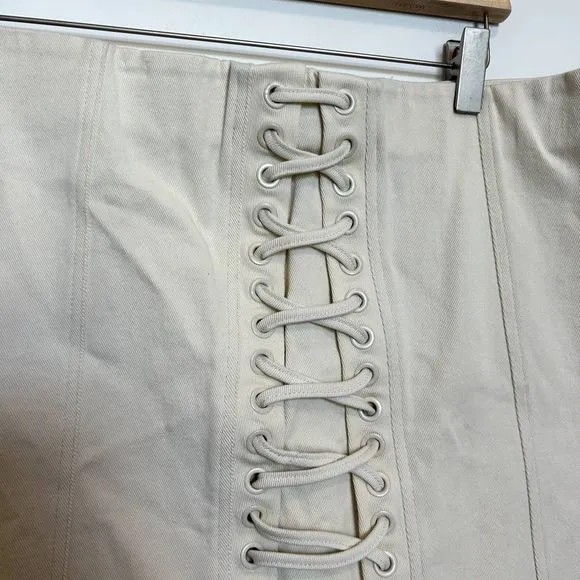 Eloquii Womens Mickey Laceup Detail Mini Skirt Size 18 BUTTERCREAM Off-white
