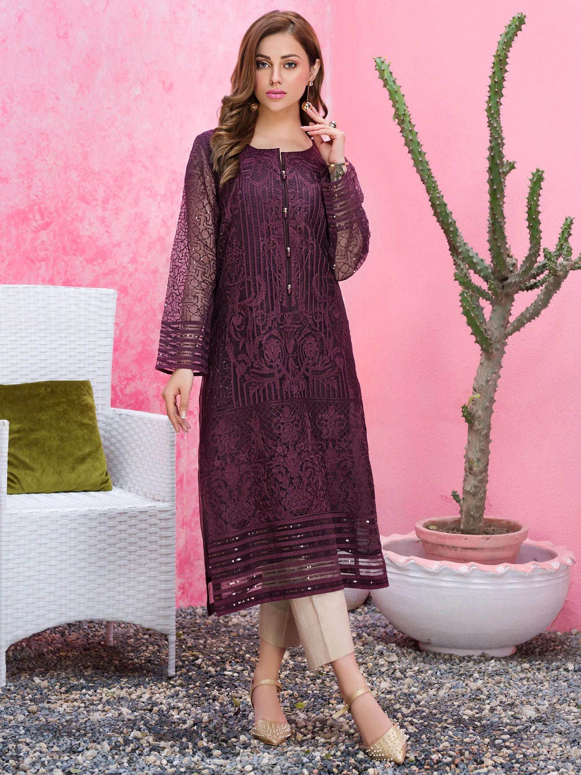 Embroidered Organza Shirt | Lime Light Women Eid Collection 2023