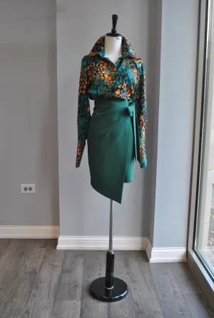 EMERALD GREEN SKIRT WITH SIDE TIE