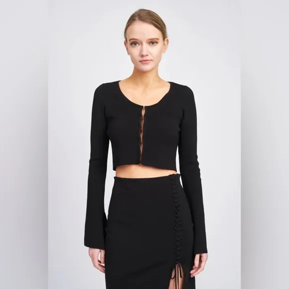 En Saison Calix Mini Knit  Skirt in Black