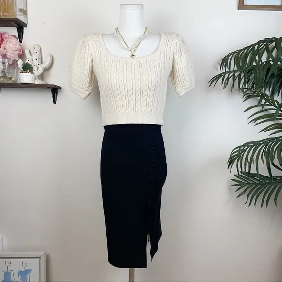 En Saison Calix Mini Knit  Skirt in Black