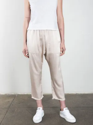 Erika Drop Pant in Vintage Satin - Parchment