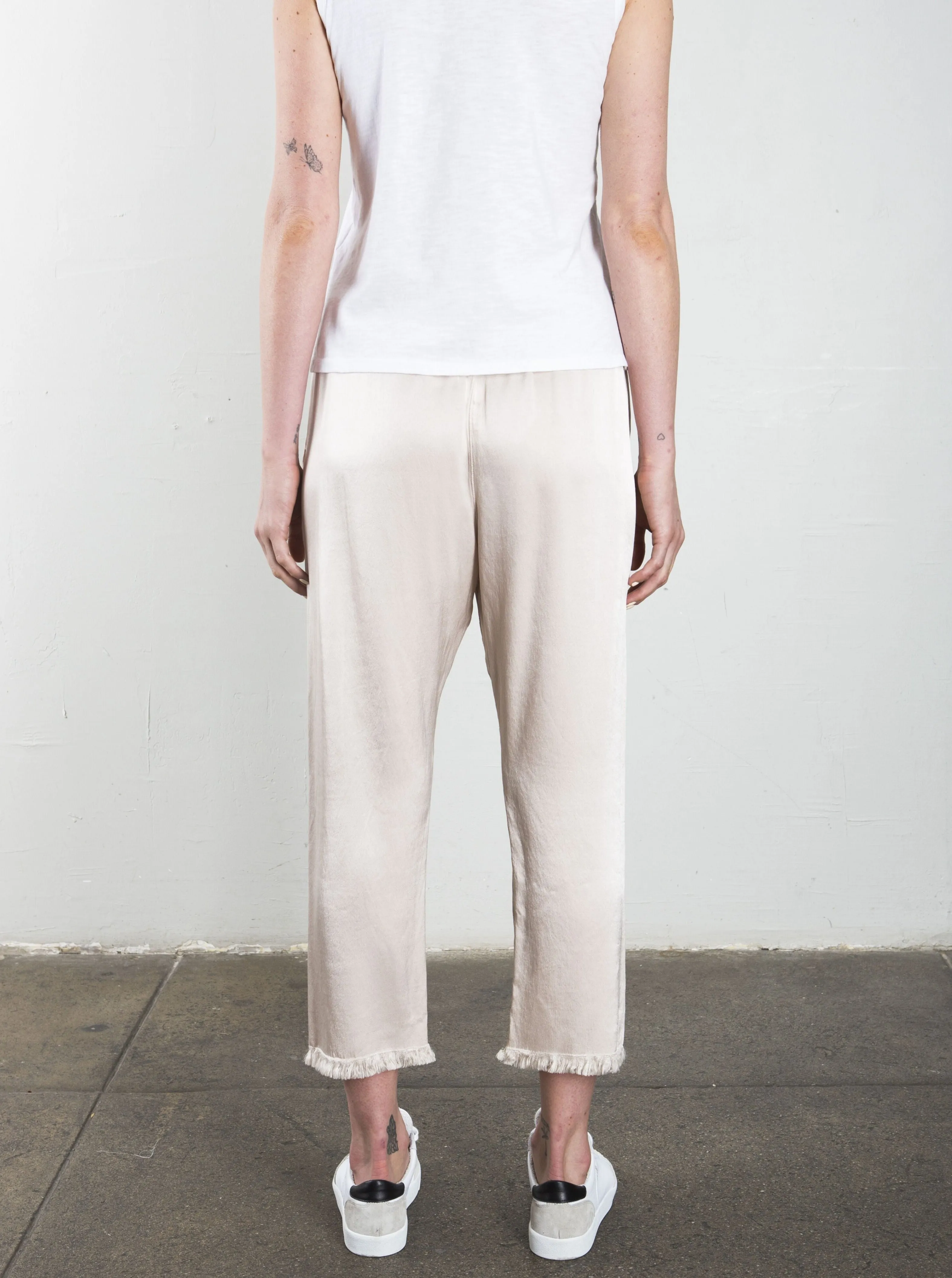 Erika Drop Pant in Vintage Satin - Parchment