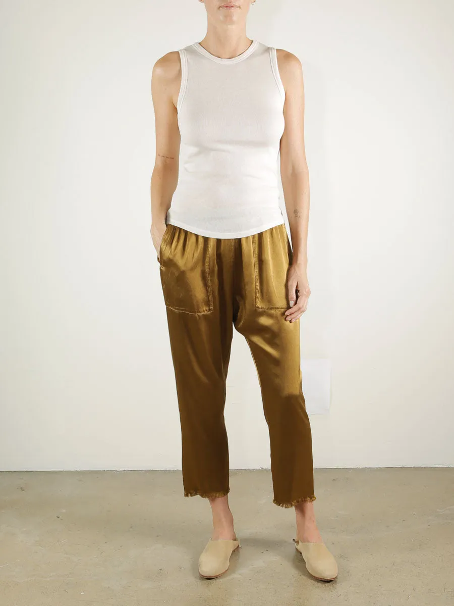 Erika Drop Pant in Vintage Satin - Tannin