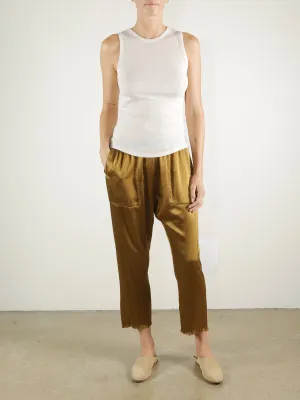 Erika Drop Pant in Vintage Satin - Tannin