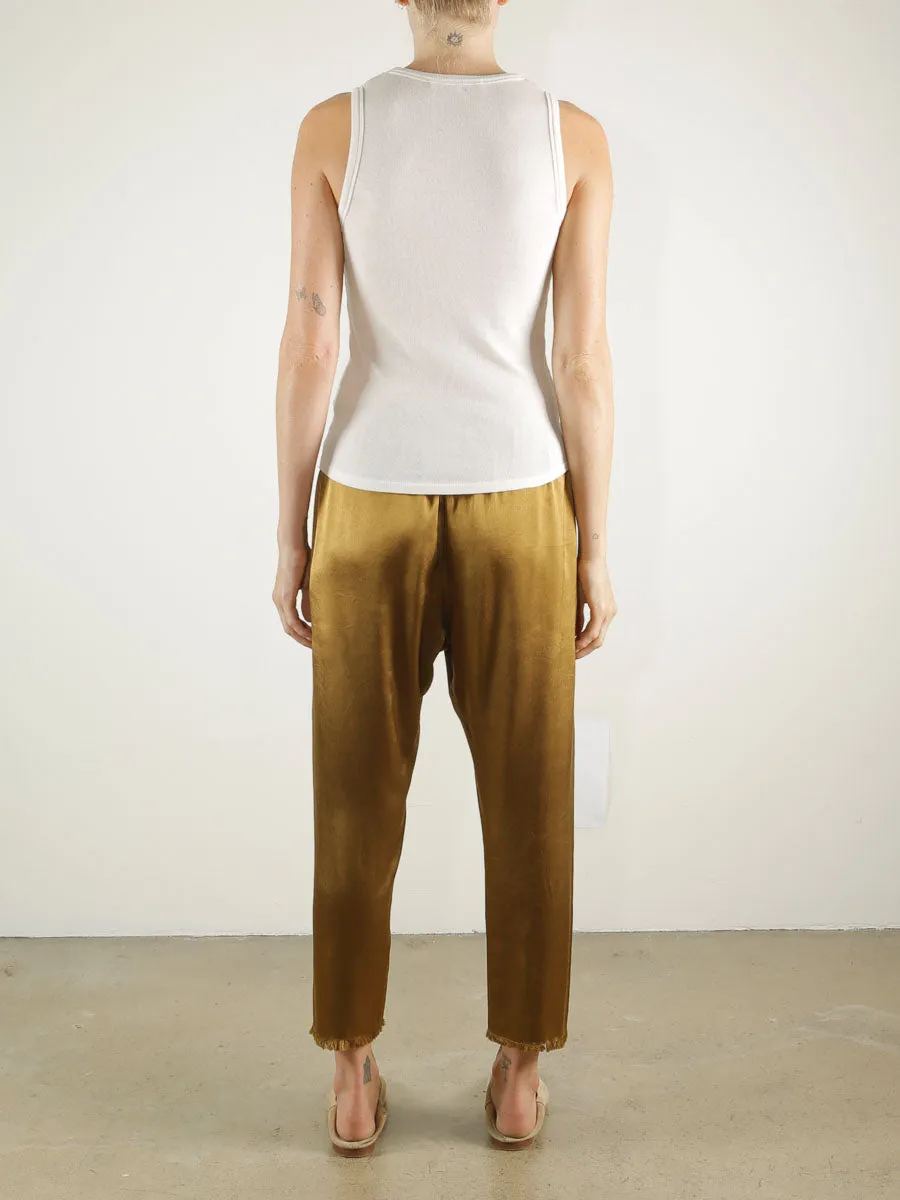 Erika Drop Pant in Vintage Satin - Tannin