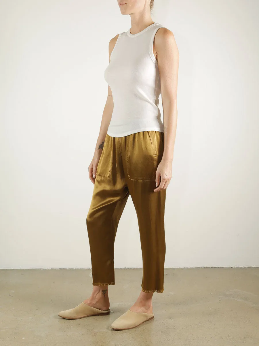 Erika Drop Pant in Vintage Satin - Tannin