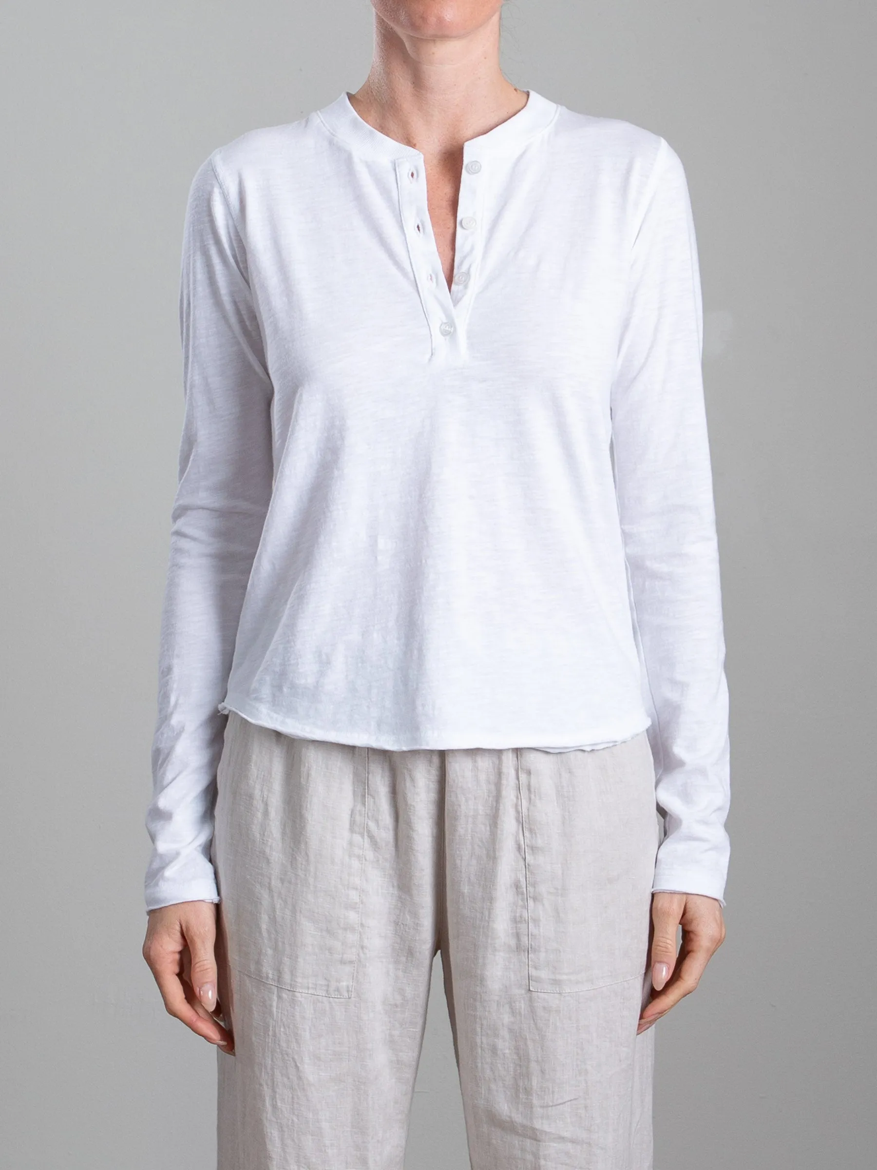 Ethan Henley in Supima Slub - White