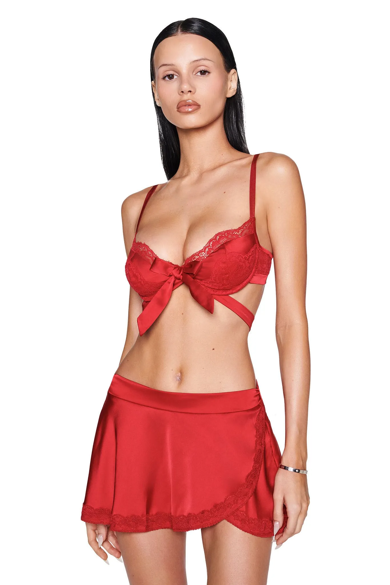 EVELYN WRAP SKIRT - RED