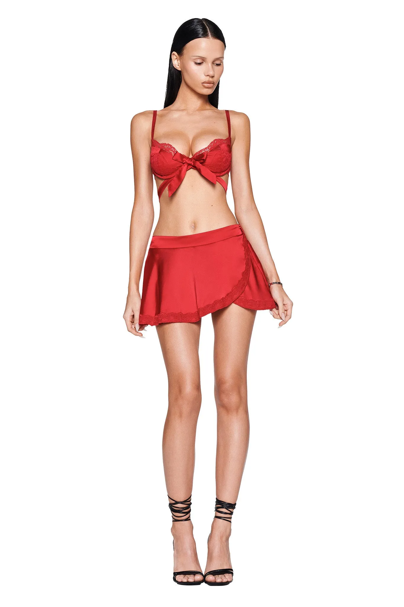 EVELYN WRAP SKIRT - RED