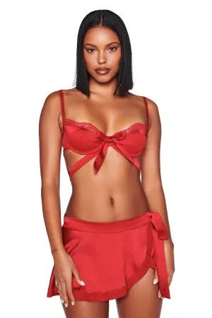 EVELYN WRAP SKIRT - RED