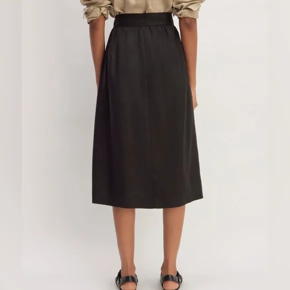Everlane linen wrap skirt black 4