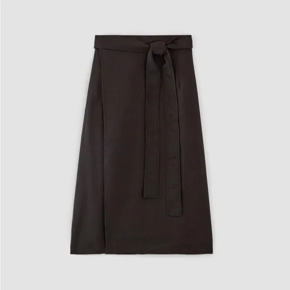 Everlane linen wrap skirt black 4