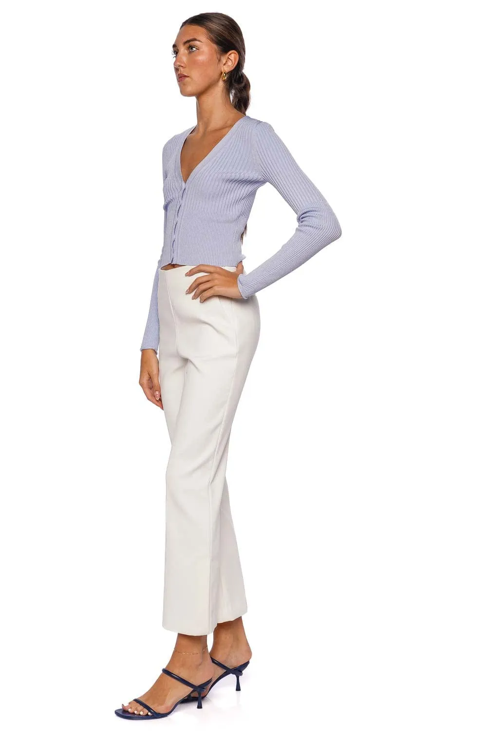 Evie Ivory Cropped Flare Pant