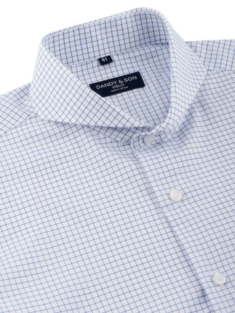 Extreme Cutaway Non-Iron Blue Light Grid Shirt
