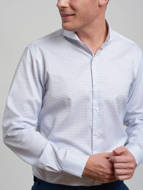 Extreme Cutaway Non-Iron Blue Light Grid Shirt