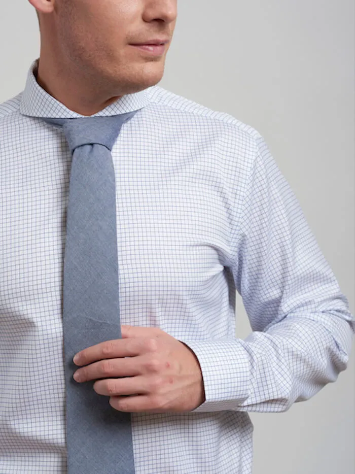 Extreme Cutaway Non-Iron Blue Light Grid Shirt