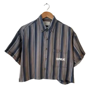 Faded Stripes Cropped Button-up