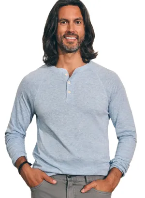 Faherty Cloud Ls Henley- Light Blue Heather