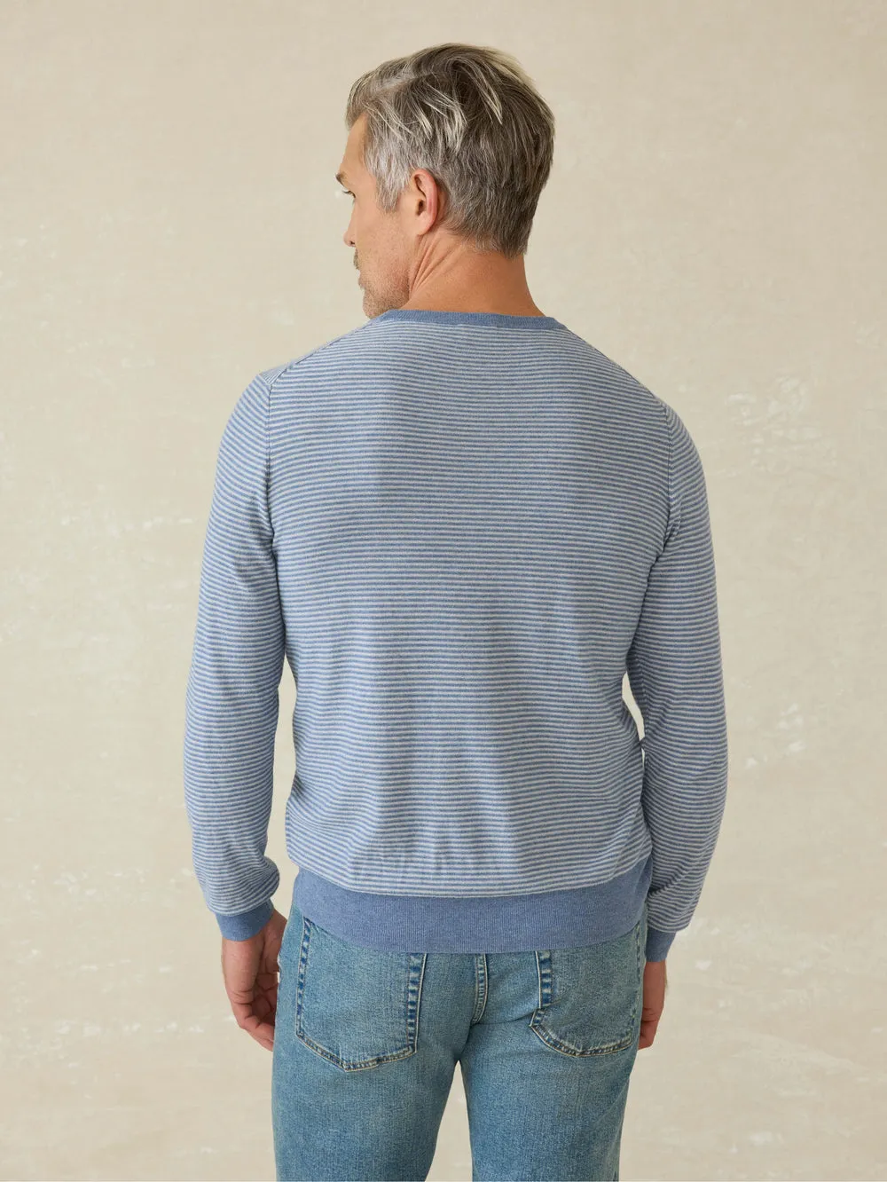 Faherty Movement Crewneck Sweater - Coastal Shore Stripe