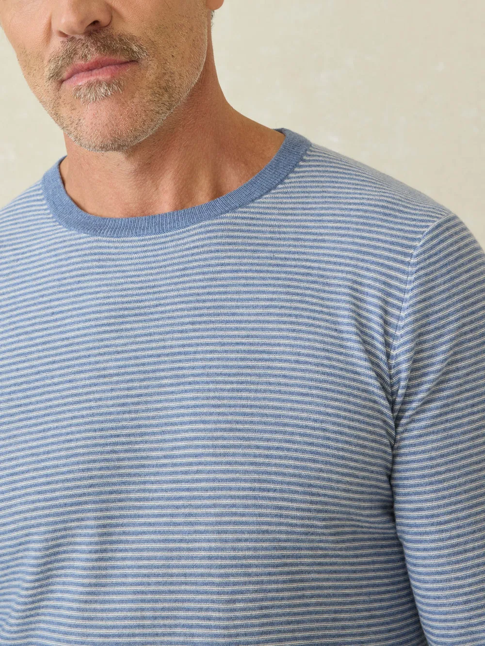 Faherty Movement Crewneck Sweater - Coastal Shore Stripe