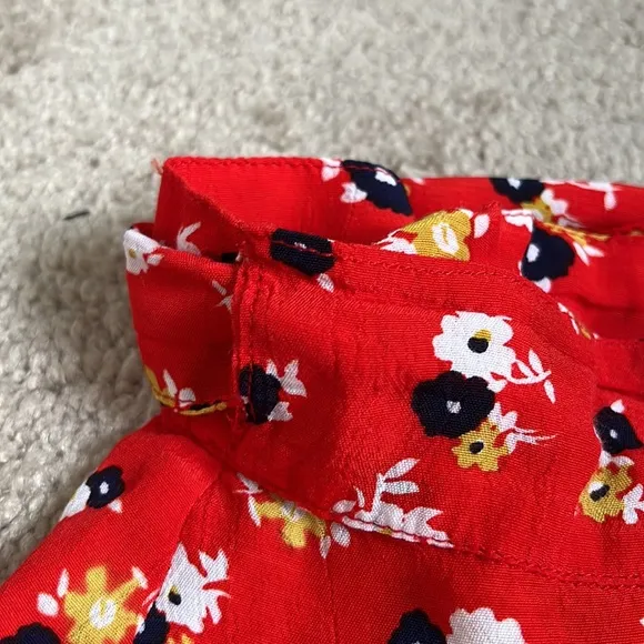 Faithfull The Brand  Celeste Wrap Midi Ruffle Skirt in Red Jasmine Floral Rayon