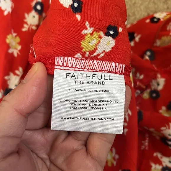 Faithfull The Brand  Celeste Wrap Midi Ruffle Skirt in Red Jasmine Floral Rayon