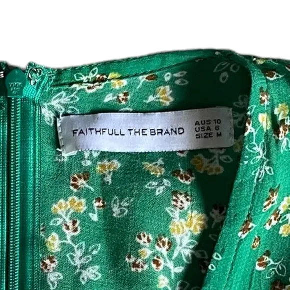 FAITHFULL The Brand Margot Cap Estel Ditsy Floral Dress Sz M 6 Kelly Green