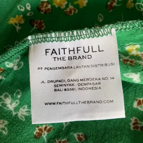 FAITHFULL The Brand Margot Cap Estel Ditsy Floral Dress Sz M 6 Kelly Green