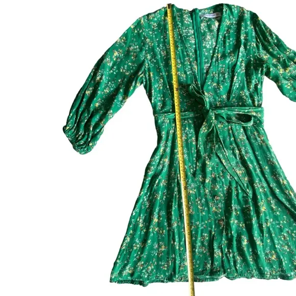 FAITHFULL The Brand Margot Cap Estel Ditsy Floral Dress Sz M 6 Kelly Green