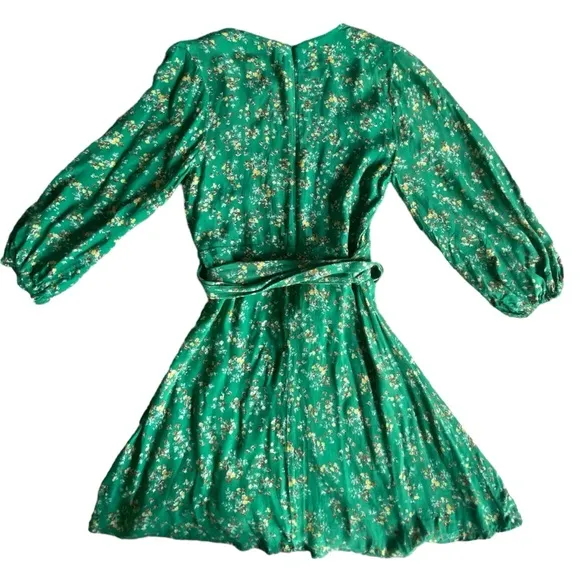 FAITHFULL The Brand Margot Cap Estel Ditsy Floral Dress Sz M 6 Kelly Green