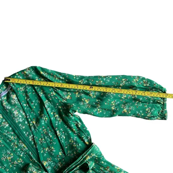 FAITHFULL The Brand Margot Cap Estel Ditsy Floral Dress Sz M 6 Kelly Green