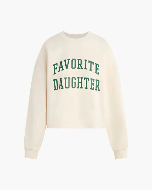 FAVORITE DAUGHTER | The Cropped Collegiate Sweatshirt | Gardenia & Emerald