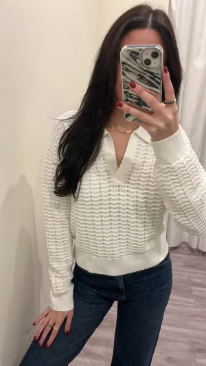 FC8YAF White Polo Knitted Sweater