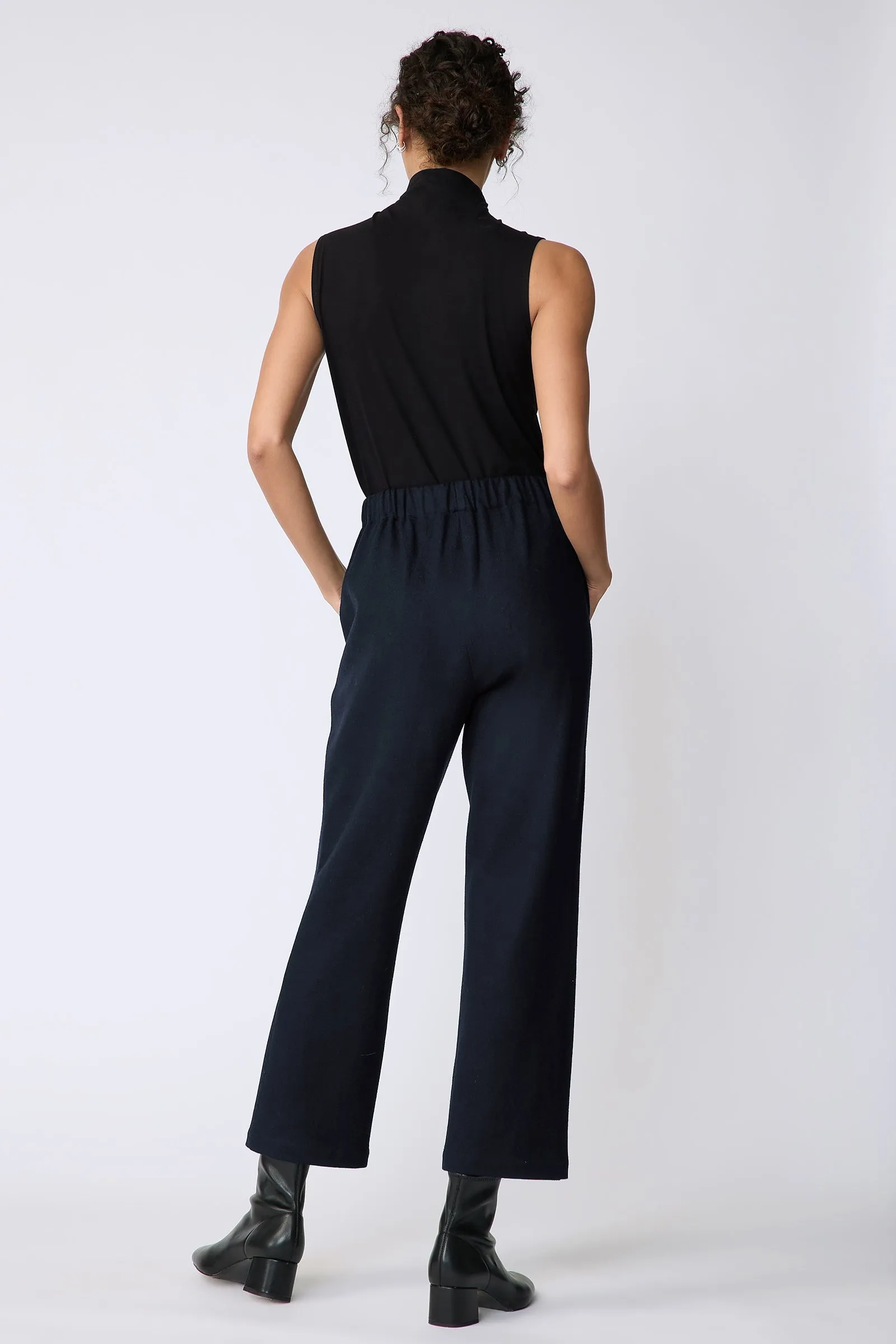 Felted Jersey Angle Seam Crop Pant - Midnight