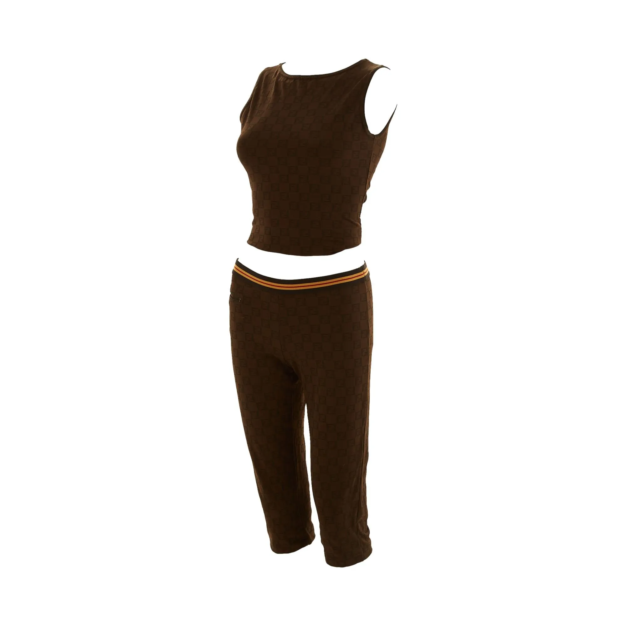 Fendi Brown Logo Pant Set