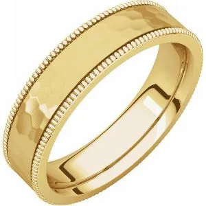 Flat Milgrain Band with Satin & Hammer Finish 51533 - 2 mm - 6 mm