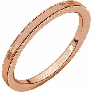 Flat Milgrain Band with Satin & Hammer Finish 51533 - 2 mm - 6 mm