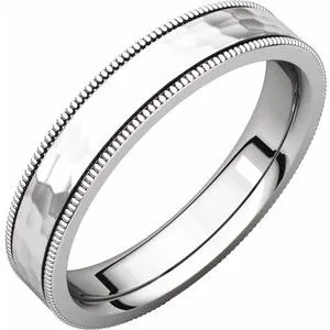 Flat Milgrain Band with Satin & Hammer Finish 51533 - 2 mm - 6 mm