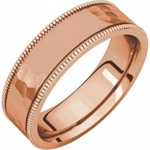 Flat Milgrain Band with Satin & Hammer Finish 51533 - 2 mm - 6 mm