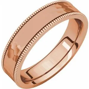 Flat Milgrain Band with Satin & Hammer Finish 51533 - 2 mm - 6 mm